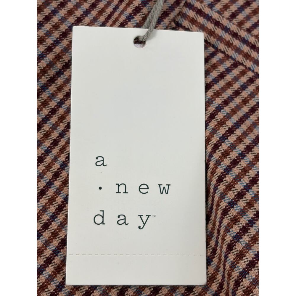 A New Day Ankle Pants 16 Brown Red Plaid High‎ Rise Stretch Dark Academia - Picture 7 of 10